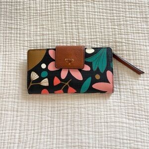 Fossil Black and Floral Wallet